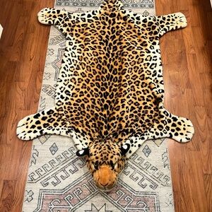 Leopard Print Faux Fur Rug